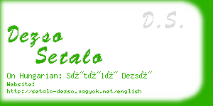 dezso setalo business card